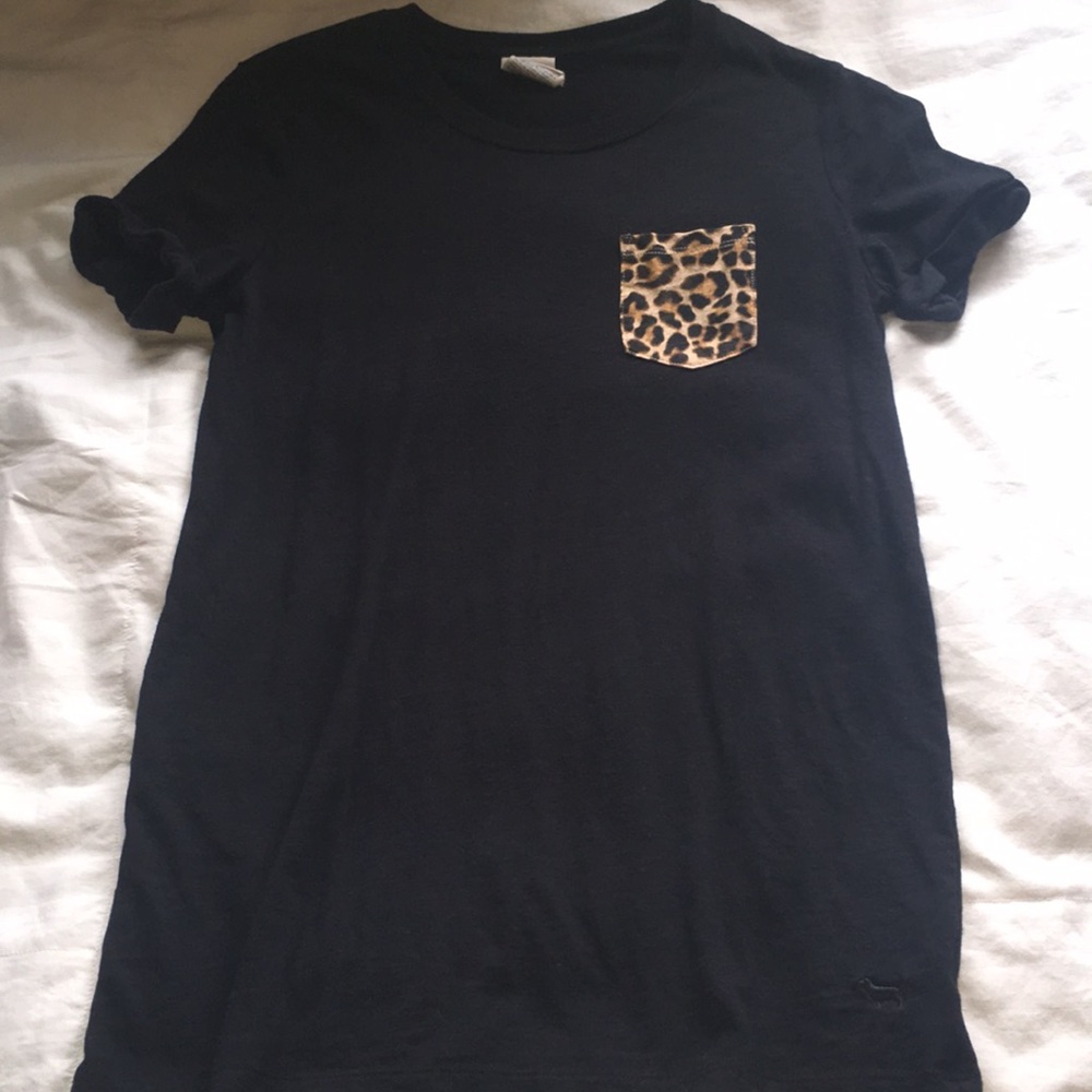 PINK VS Black Top with Leopard Pocket